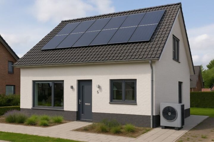 Gasloos huis met zonnepanelen en warmtepomp als duurzame verwarmingsoplossing