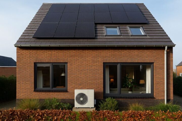 Volledig elektrische warmtepomp onttrekt warmte uit de buitenlucht voor gasloos verwarmen