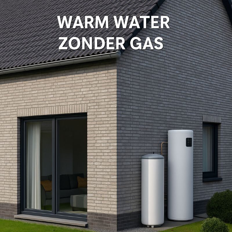 Moderne gasloze woning met elektrische boilers voor duurzaam warm water zonder gas.