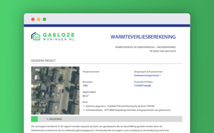 Warmteverliesberekening - Gasloze woningen