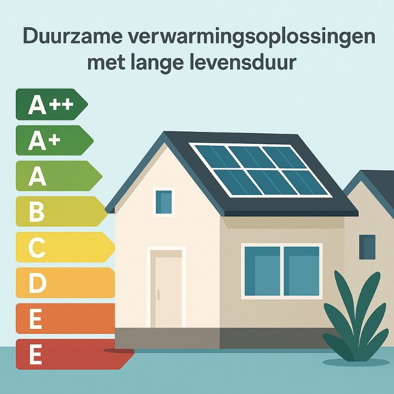 duurzame verwarmingsoplossingen met lange levensduur, waaronder een elektrische cv-ketel, zonnepanelen en vloerverwarming, geschikt voor gasloze woningen