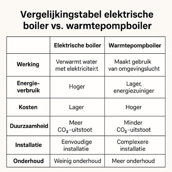 verschil elektrische boiler en warmtepompboiler