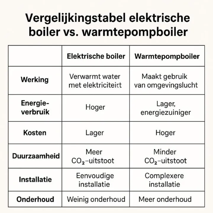 verschil elektrische boiler en warmtepompboiler
