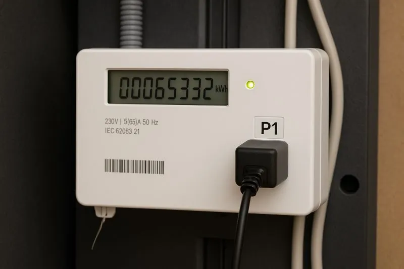 Meterkast met slimme meter en P1 aansluiting voor uitlezen van energieverbruik
